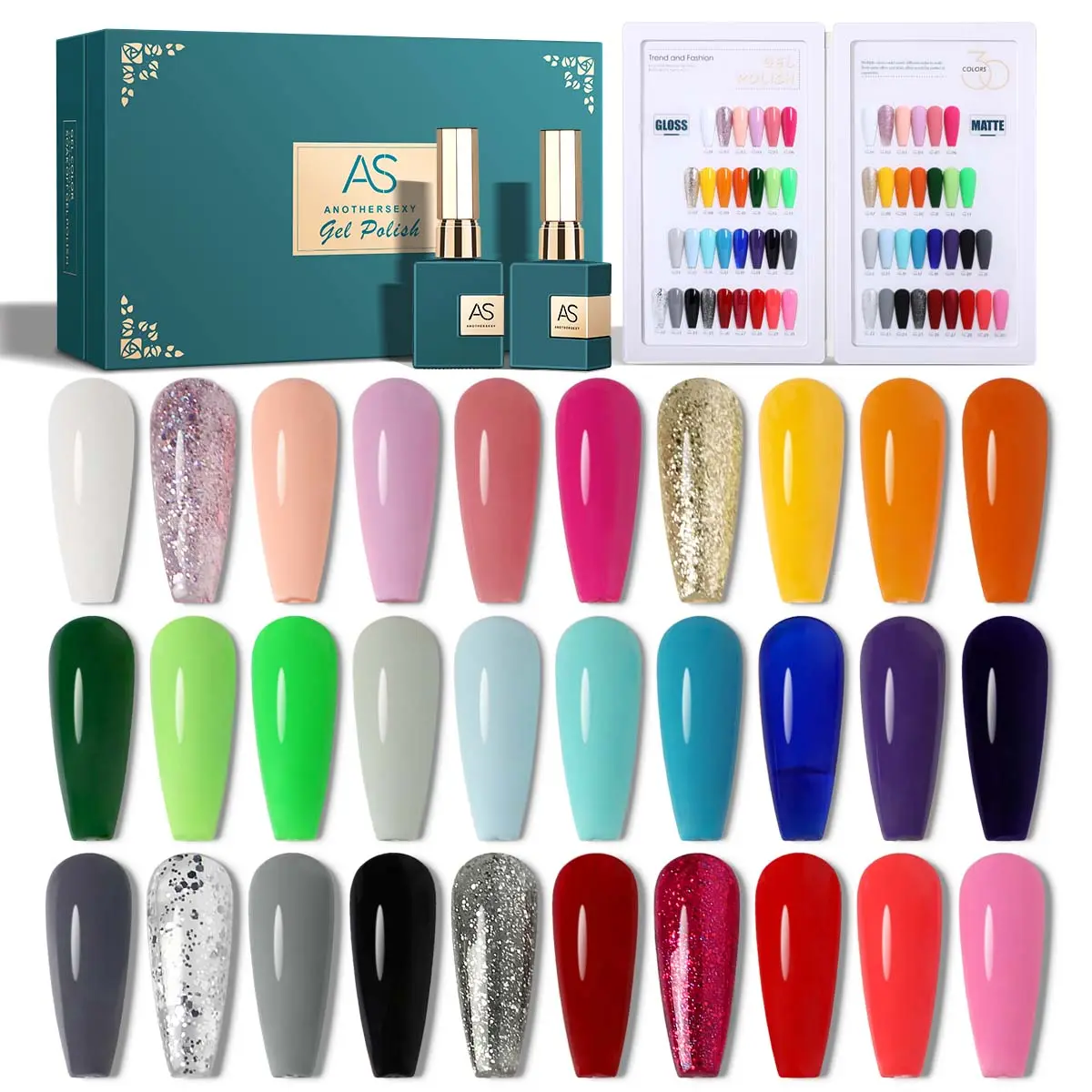 AS New Arrival 30 Farben Gel Collection Bunte Großhandel Nail Art Produkte Gel Nagellack Set für alle Jahreszeiten