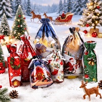 Sacs cadeaux de Noël en gros USA 2026 – Nouveaux sacs en plastique à cordon de serrage autoportants pour décorations et emballages cadeaux (vente transfrontalière)