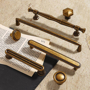 Poignées et boutons de meuble vintage en laiton <span class=keywords><strong>antique</strong></span> et alliage de zinc, quincaillerie rétro pour armoires de cuisine, salle de bain, penderie et hôtels - Product Image 3