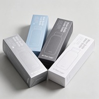 Boîtes personnalisées en carton long pour bouteilles d'eau argentées avec logo imprimé et motifs lignaires pour tasses, mugs et articles de boisson