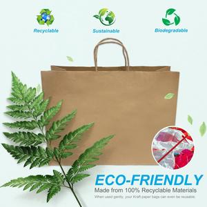 Bolsas de Papel Kraft Marrón Reciclables con Logotipo Personalizado, Asas Largas, Impresión Offset, Aptas para Alimentos, 16x6x12 Pulgadas - Product Image 3