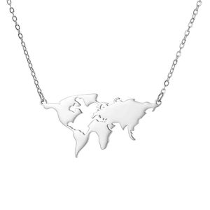 Collar con Mapa del Mundo Personalizado al por Mayor, Collar con Mapa de África de Acero Inoxidable, Collar con Mapa Personalizado Chapado en Oro, Joyería - Product Image 1