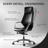 STARLOOK Chaise de bureau de direction de luxe ergonomique inclinable de qualité supérieure 3A italienne pour PDG, idéale pour les projets de design de bureau