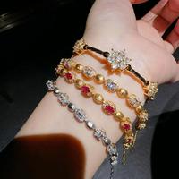 Bijoux de luxe pour femmes, cadeau personnalisé, élégant, détail en cristal et perle, accessoires de mode uniques, boucles d'oreilles et bracelets