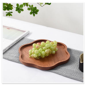 Assiettes rondes en bois d'acacia, légères, pour servir des en-cas, des fruits, des bonbons, des noix et des desserts - Product Image 4