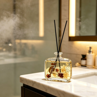 Bouteille diffuseur de parfum 200 ml, fond épais, colorée, vide, avec bouchon et bâtonnets en fibre