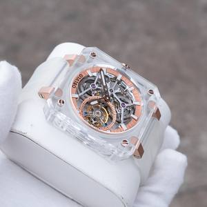 Montre automatique de luxe OBLVLO pour homme, cadran squelette sport, 24 mm, transparente, carrée, analogique, verre saphir, ajourée, tendance - Product Image 3