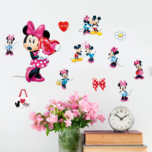 Autocollants muraux Minnie Mouse en PVC imperméable, décoration de chambre d'enfant, thème de la Saint-Valentin, forme irrégulière, autocollants plats - Product Image 1