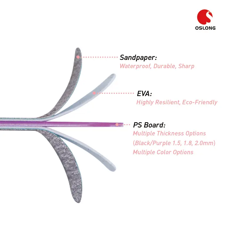 Tùy chỉnh in logo Nail tập tin đầy màu sắc PS Board Nail nghệ thuật Công cụ màu xanh lá cây Nail tập tin Set