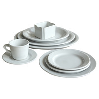 Ensemble de vaisselle blanche, assiettes en céramique, bols et plats, assiettes à dîner, bols à salade et à soupe, ensemble de vaisselle de restaurant