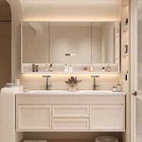 Meuble-lavabo double moderne pour salle de bain 72 Meuble-lavabo double beige pour salle de bain