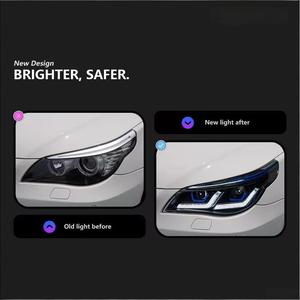 Per BMW Serie 5 E60 03-10 Gruppo Fari Modificati Versione Blue Eyebrow Thunder con Luci Diurne <span class=keywords><strong>LED</strong></span> <span class=keywords><strong>12V</strong></span> e Indicatori di Direzione - Product Image 2