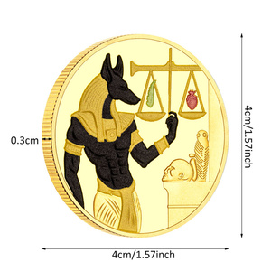 Antiguos faraones egipcios coloridos chapados en oro moneda coleccionable cabeza de <span class=keywords><strong>perro</strong></span> muerte Anubis Libra monedas conmemorativas de sabueso - Product Image 2