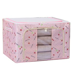 100L Large Capacity Clothes Storage Box Foldable Stackable Storage Bins Oxford Cloth Steel Frame Storage Containers