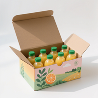 Emballage de boîtes en carton personnalisées pour boissons en bouteille et jus de fruits Boîte en carton ondulé écologique avec poignée pour l'expédition