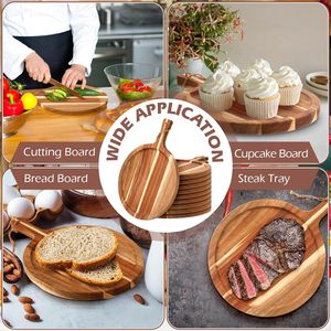 Planche à découper en bois d'acacia personnalisée et saine avec poignée pour le vin, le fromage, la pizza, le petit-déjeuner, les apéritifs - pour l'industrie - Product Image 5