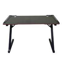 Bureau de jeu en forme de Z, table PC avec structure en acier, plateau en MDF, éclairage RGB, poste de travail pour la maison et le bureau, bureau d'ordinateur