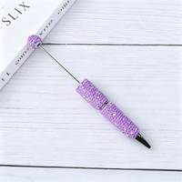 Stylo créatif entièrement orné de strass AB, stylo fluorescent DIY avec perles et incrustations de pâte polymère faites à la main