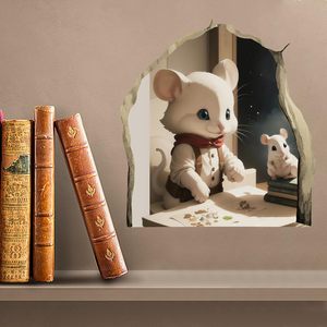 <span class=keywords><strong>Stickers</strong></span> muraux personnalisés en 3D Sticker mural amusant maison ou bureau Art décoratif trou de souris le trou de souris autocollant mural pour la maison - Product Image 1