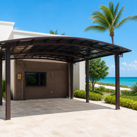 Abri de stationnement double pour garage de villa moderne de luxe Angye, avec cadre en alliage d'aluminium thermolaqué et auvent pare-soleil