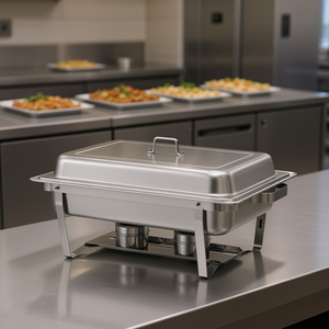 Plat de service rectangulaire en acier inoxydable 9 Qt, chauffe-plats, ensemble de 2, poignée creuse, pour banquets - Product Image 2