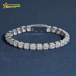 Pulsera de tenis con racimo de 6mm, Moissanita VVS que pasa la prueba del diamante, Cadena cubana estilo Hip Hop de Plata 925, Cadena cubana de eslabones de Moissanita - Product Image 2