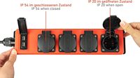 Multiprise de camping-car 5/10/15/20/25m 16A 230V IP44 4 prises européennes SCHUKO avec ports USB A+C et fiche CEE