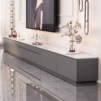 Vente en gros Meuble TV basse de quantité minimale de commande avec rangement Mobilier de salon moderne et luxueux Table TV en bois Console média Meuble TV gris