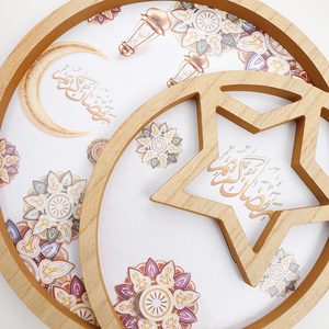 Bandejas Originales con Diseño de Luna Estrellada para Ramadán, Bandeja de Madera <span class=keywords><strong>Eid</strong></span> <span class=keywords><strong>Mubarak</strong></span> para Decoración de Ramadán - Product Image 5