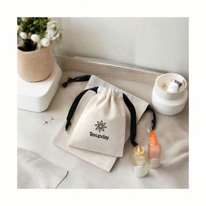 Wholesale Traveling <b>Small</b> Gift Storage Cotton Canvas Pouch Packaging Drawstring Jewelry Bag With Logo Custom - Product Image 1