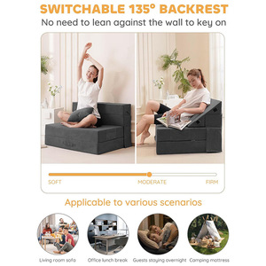 Foldable Multifunctional Sofa Recliner With Removable Cover And Foam Filling For Living Room Bedroom Use - Product Image 5