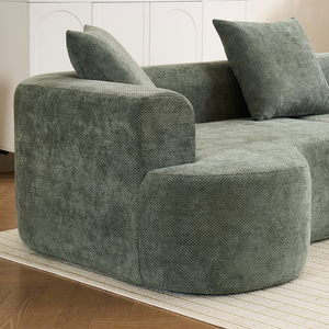 Canapé convertible moderne en chenille de 84 pouces, siège profond, 2 coussins décoratifs, mousse à mémoire de forme, pour salon, appartement, bureau, salle de séjour - Noir - Product Image 3