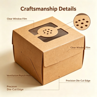 Boîte à gâteau en papier kraft ronde personnalisée, acceptant les commandes d'échantillons, boîte en carton recyclable pour l'emballage de muffins et de desserts