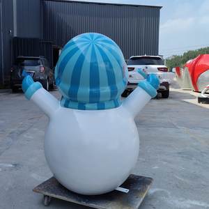 Décorations de bonhomme de neige de Noël en fibre de verre personnalisées, écologiques, art <span class=keywords><strong>déco</strong></span> pour exposition de jardin durable, Noël - Product Image 3