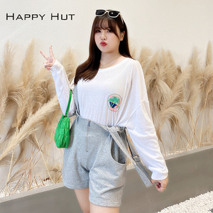 Shorts taille haute pour femmes grandes tailles avec poches en coton noir N7776 - Product Image 4