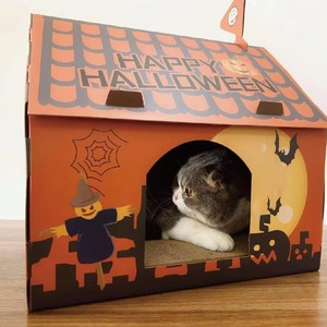 Maison <span class=keywords><strong>pour</strong></span> <span class=keywords><strong>chat</strong></span> d'Halloween personnalisée, grande, style gothique, <span class=keywords><strong>en</strong></span> <span class=keywords><strong>carton</strong></span>, lit <span class=keywords><strong>pour</strong></span> <span class=keywords><strong>chat</strong></span>, griffoir, maison <span class=keywords><strong>pour</strong></span> <span class=keywords><strong>chat</strong></span> pliable, décoration d'Halloween - Product Image 2