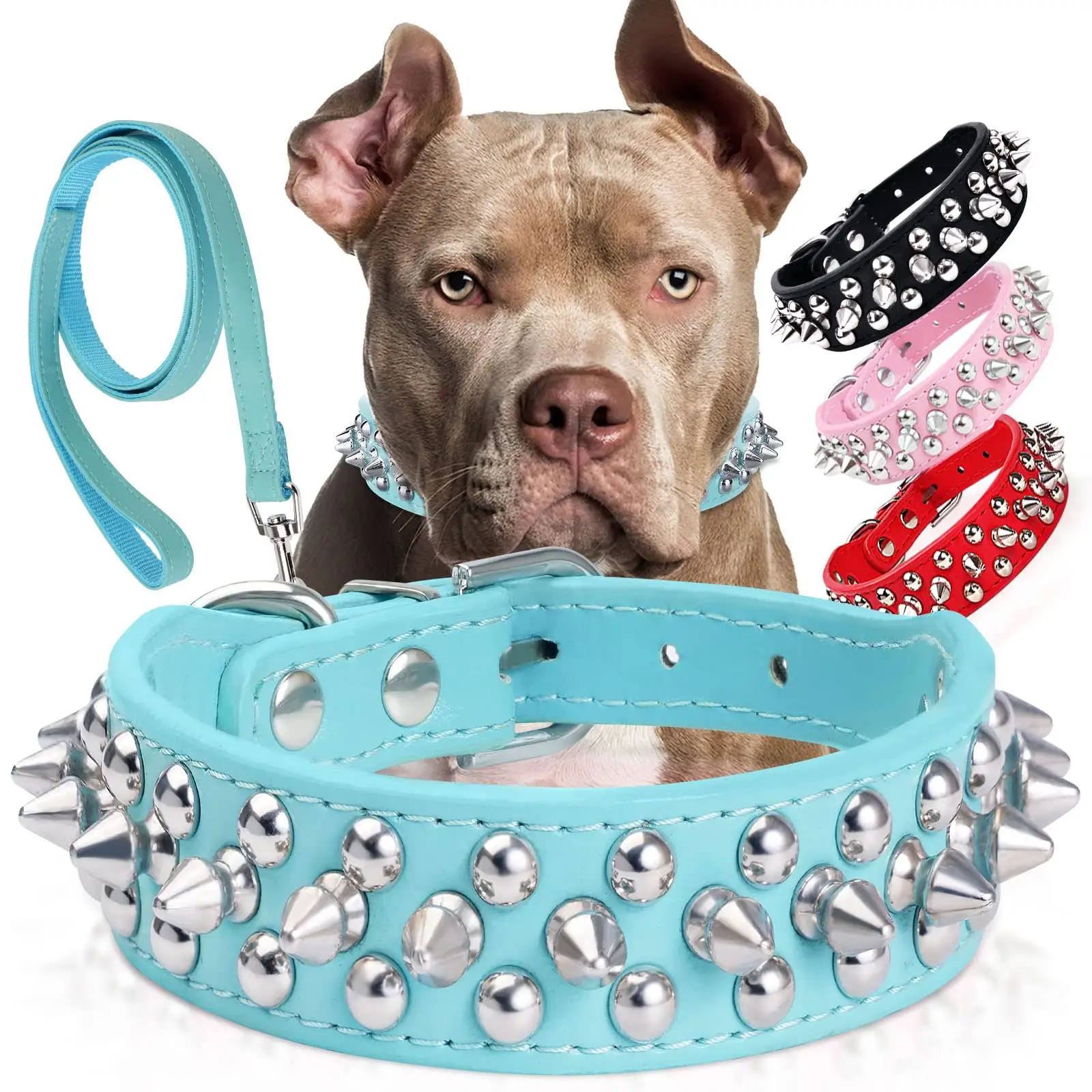 犬のリベットの首輪のためのスパイクされたプロング犬の首輪チャーム咬傷防止リベットペットの首輪中小規模の犬の鎖