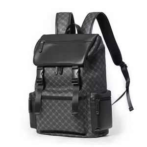 Fashion PU Laptop <b>Backpack</b> Waterproof Minimalist Panelled Nylon Lining Unisex Travel School Bag - Product Image 1