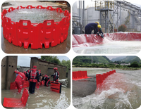 Barrera de Rescate para Inundaciones Directa de Fábrica, Barrera de Agua Combinada de ABS, Ligera, Curva Interna Tipo L, Roja, Impermeable