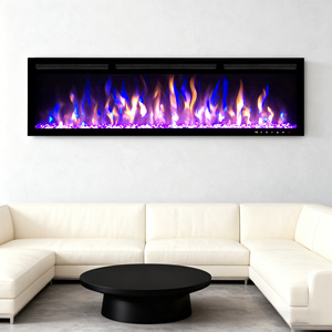 Caminetto Elettrico Lineare con Fiamma Multicolore e Telecomando per Arredamento Domestico - Product Image 2