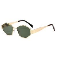 Lunettes de soleil tendance de luxe pour femmes, style influenceur, monture ovale métallique avec protection UV400
