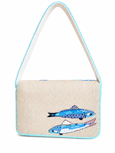 Handmade Lightweight Beaded Fish Pattern Zipper Closure Shoulder Crossbody Bag for Travel & Daily Use - Product Image 3