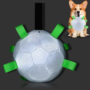 Kinyu 2024 Hondenbal Speelgoed Nieuw Patentmateriaal Honingraat Reflecterende 6/8 Inch Klassieke Hondenvoetbal Met Webbing Pomp Accessoires