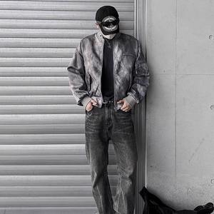 Autunno <span class=keywords><strong>uomo</strong></span> High Street americano retrò giacca da volo Stand <span class=keywords><strong>di</strong></span> lana popolare tendenza <span class=keywords><strong>con</strong></span> cerniera Hip-Hop stile Tie-Dye Wasteland - Product Image 5