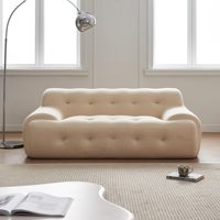 Sofá Moderno de Dos Plazas, Tapizado en Sherpa, Acolchado y Esponjoso, Modular, Seccional, Extensible, con Asiento Profundo y Cómodo, Ideal para Villas Pequeñas