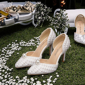 Nouvelles Chaussures de Mariée Blanches Perle à Talon Aiguille pour Femme, Fermeture Facile à Enfiler, Semelle Intérieure en PVC, Idéales pour Mariages et Demoiselles d'Honneur - Product Image 3