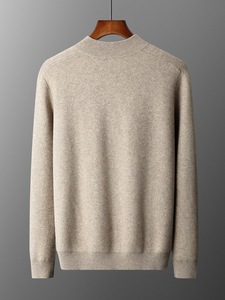 2025 ODM <strong>Men's</strong> Casual <strong>Cardigan</strong> Stand Collar Solid Pattern Winter <strong>Lined</strong> Wool <strong>Fleece</strong> 330g Knitted Regular Fit Hoodie Sweatshirt - Product Image 4