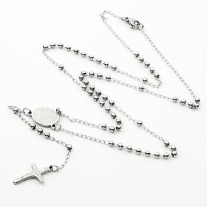 Rosario Largo Religioso de San Benito, Chapado en Oro de 18k, Plata y Acero Inoxidable, con Colgante de Cruz de la Virgen María, Collar de Rosario Católico - Product Image 3