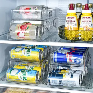 Refrigerator Foldable 2 Levels Auto Scrolling Cola Soda Cans Storage Box Beverage Beer Organizer