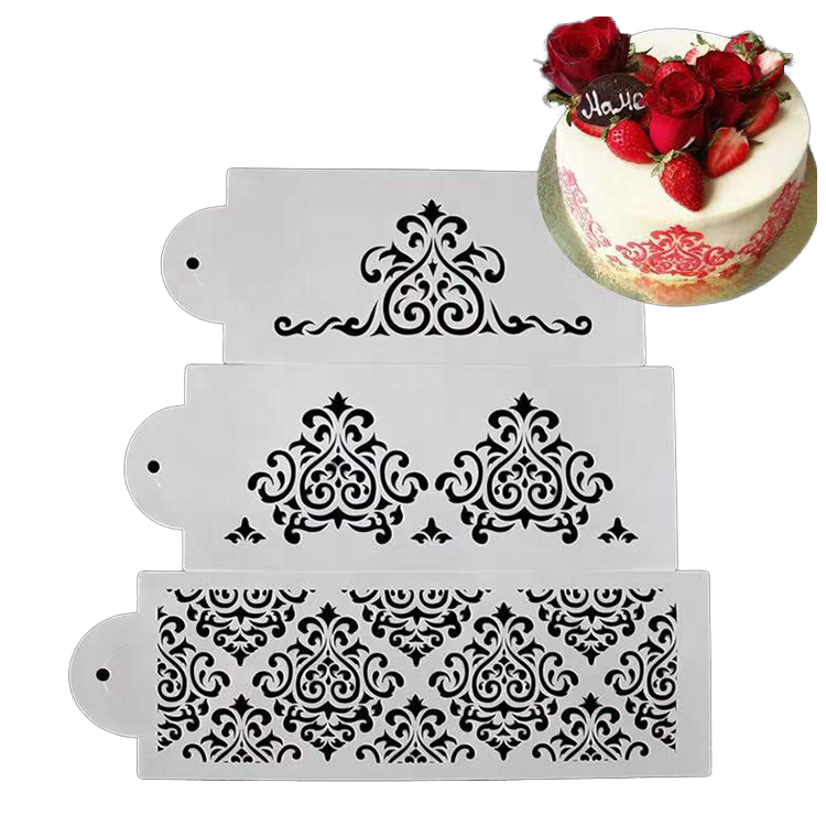 Pochoirs Dentelle Pour Gâteaux – 4 Modèles Creux, Silicone, Décoration Pâte à Sucre, Résine, Cire